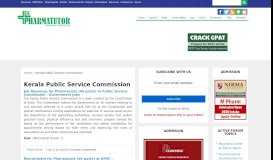
							         Kerala Public Service Commission | PharmaTutor								  
							    
