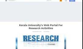 
							         Kerala University's Web Portal For Research Activities - EnteCity.Com								  
							    