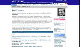 
							         Kevin Bryan | VOX, CEPR Policy Portal - VoxEU								  
							    