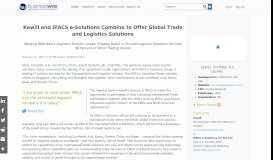 
							         Kewill and IPACS e-Solutions Combine to Offer Global Trade ...								  
							    