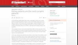 
							         Kidney patients are the most complex patients | EurekAlert! Science ...								  
							    