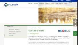 
							         Kidney Team | SCL Health								  
							    
