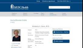 
							         Kimberly S. Davis - Find a Doctor | Charleston SC | MUSC Health								  
							    