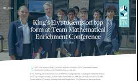 
							         King's Ely students on top form at Team Mathematical Enrichment ...								  
							    