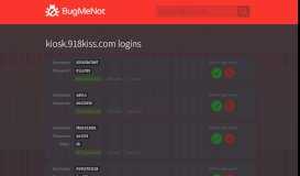 
							         kiosk.918kiss.com passwords - BugMeNot								  
							    