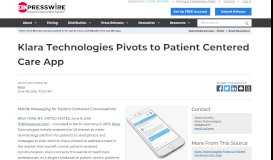 
							         Klara Technologies Pivots to Patient Centered Care App								  
							    