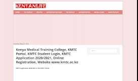 
							         KMTC Portal, KMTC Student Login, KMTC Application 2020 ...								  
							    