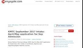 
							         KMTC September 2017 Intake: April/May application for Sep ...								  
							    