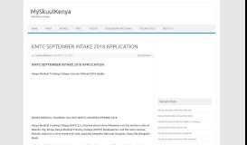 
							         KMTC SEPTEMBER INTAKE 2018 APPLICATION - MySkuulKenya								  
							    