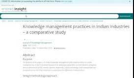 
							         Knowledge management practices in Indian industries – a ...								  
							    
