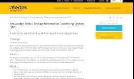 
							         Knowledge Portal: Testing Information Processing System ... - Intertek								  
							    