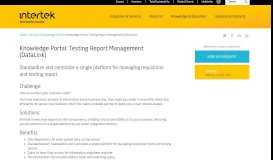 
							         Knowledge Portal: Testing Report Management (DataLink) - Intertek								  
							    