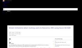 
							         Known limitations when inviting users to Dynamics 365 using Azure ...								  
							    