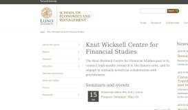 
							         Knut Wicksell Centre for Financial Studies | Lund University School of ...								  
							    