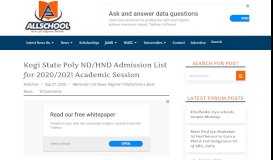 
							         Kogi State Poly Admission List 2018/2019 is Out [ND Full-Time]								  
							    