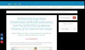 
							         Kogi State Polytechnic ND Admission List 2018/2019								  
							    
