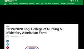 
							         Kogi State School Of Nursing & Midwifery 2018/2019 Admission Form								  
							    