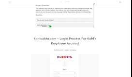 
							         kohls.okta.com - Login Process For Kohl's Employee Account								  
							    