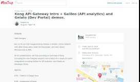 
							         Kong API Gateway Intro + Galileo (API analytics) and Gelato (Dev ...								  
							    