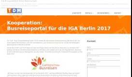 
							         Kooperation: Busreiseportal für die IGA Berlin 2017 | Travel & Data ...								  
							    
