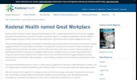 
							         Kootenai Health named Great Workplace								  
							    