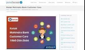 
							         Kotak Mahindra Bank Customer Care, 24x7 Toll Free Number								  
							    