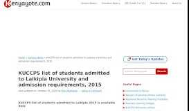 
							         KUCCPS list of students admitted to Laikipia University and admission ...								  
							    