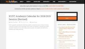 
							         KUST Academic Calendar for 2018/2019 Session (Revised ...								  
							    