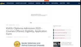 
							         KVASU Diploma Admission 2018 | AglaSem Admission								  
							    