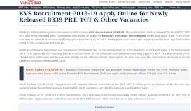 
							         KVS Recruitment 2018-19 Apply Online for Latest 8339 PRT, TGT ...								  
							    