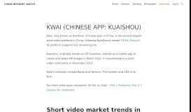 
							         Kwai App (Kuaishou) Statistics & Insights – China Internet Watch								  
							    