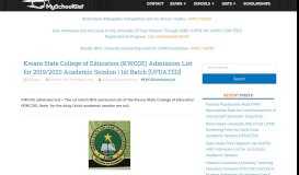 
							         Kwara College of Education Admission List 2018/2019 | 1st, 2nd, 3rd ...								  
							    