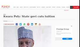 
							         Kwara Poly: State govt cuts tuition – Punch Newspapers								  
							    