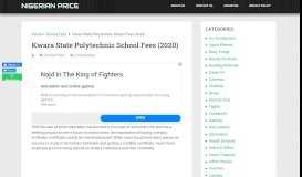 
							         Kwara State Polytechnic School Fees (2019) - Nigerian Price								  
							    