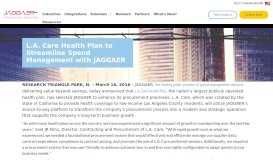 
							         LA Care Health Plan to Streamline Spend Management with JAGGAER								  
							    