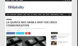 
							         La Quinta may grab a MOP for crisis communication - Asian ...								  
							    