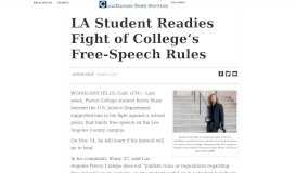 
							         LA Student Readies Fight of College's Free-Speech Rules								  
							    