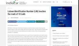 
							         Labour Identification Number (LIN) touches the mark of 18 Lakh - India ...								  
							    