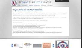 
							         Lac Saint Clair Little League M&M Division								  
							    