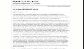 
							         Lacey Township Middle School - Report Card Narratives								  
							    