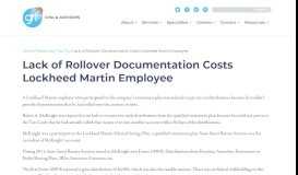
							         Lack of Rollover Documentation Costs Lockheed Martin Employee								  
							    