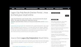 
							         Lagos City Poly Result Checker Portal | How to check your result ...								  
							    