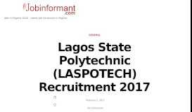 
							         Lagos State Polytechnic (LASPOTECH) 2017/2018 ND and HND ...								  
							    