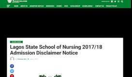 
							         Lagos State School of Nursing 2017/18 Admission Disclaimer Notice								  
							    