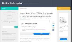
							         Lagos State School Of Nursing Igando 2018/2019 Admission Form On ...								  
							    