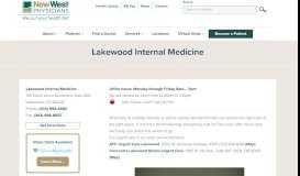 
							         Lakewood Internal Medicine - New West Physicians : New West ...								  
							    