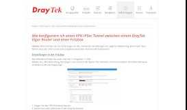 
							         LAN-to-LAN VPN DrayTek Vigor Router und AVM Fritzbox - DrayTek								  
							    