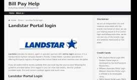 
							         Landstar Portal login - Bill Pay Help - Billpayhelp.org								  
							    