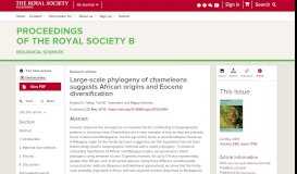 
							         Large-scale phylogeny of chameleons suggests African origins and ...								  
							    