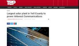 
							         Largest solar plant in Yell County to power Arkwest ...								  
							    